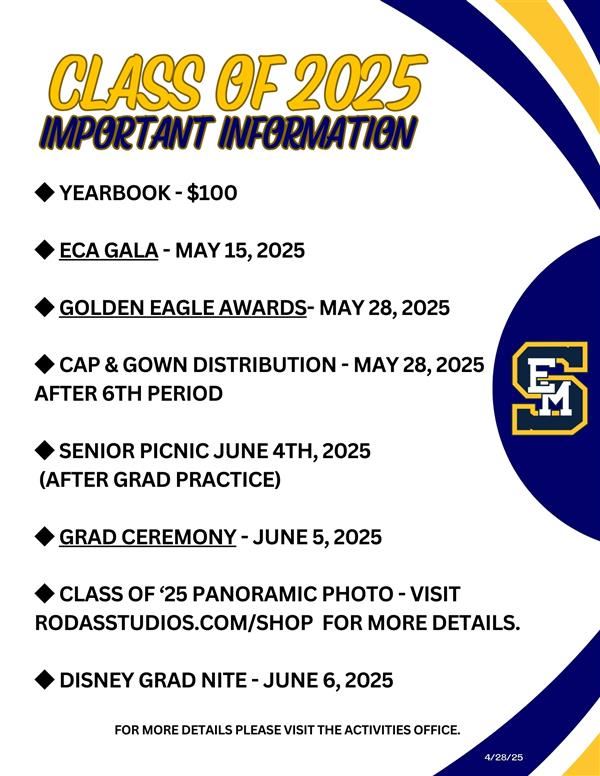 ENGLISH FLYER FOR SENIOR DATES 2025